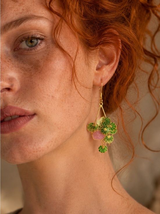 April Hylton Jewelry - April Hylton Designs Vintage Inspired Green Floral Resin Drop Earrings NWT